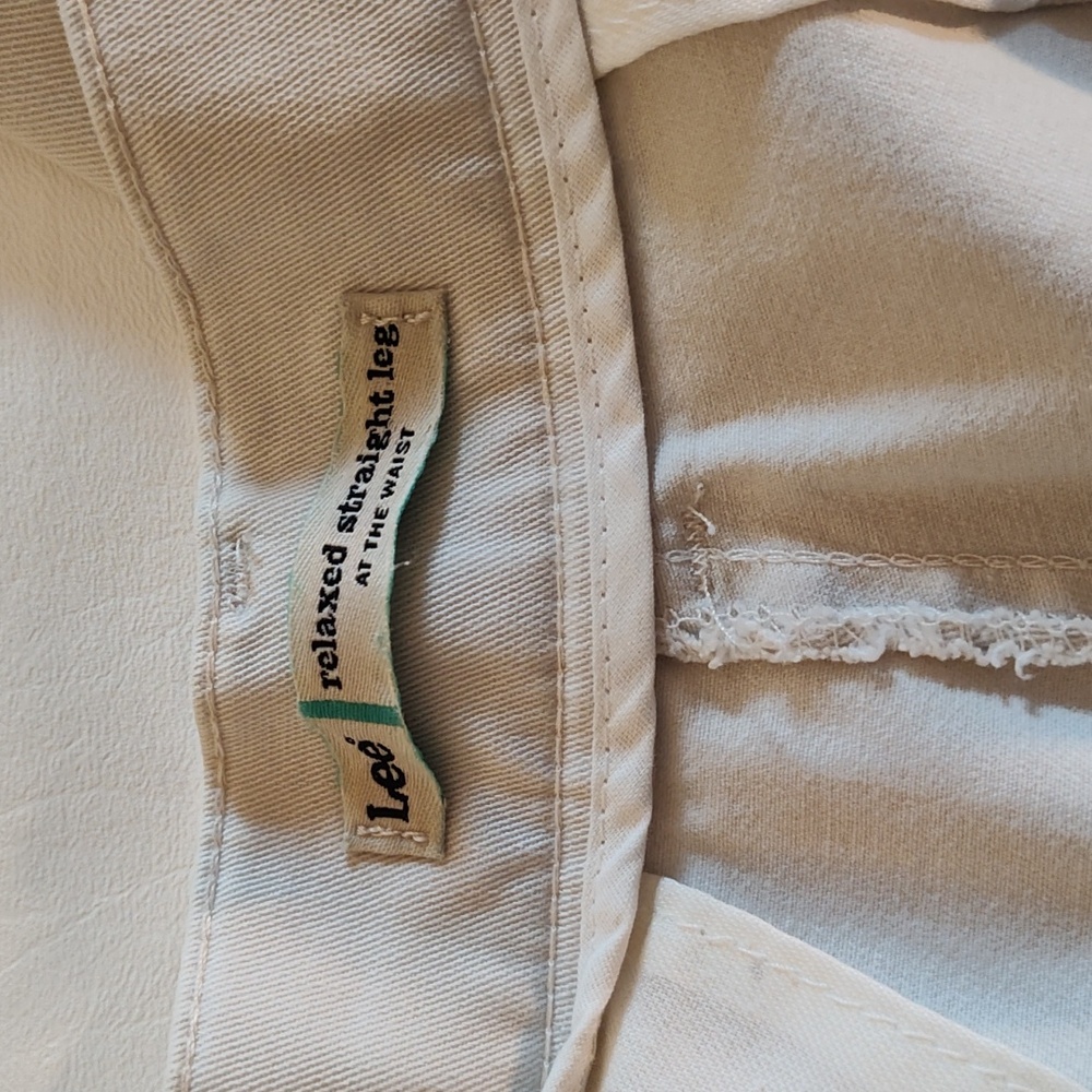 Lee Khaki Crop Pants Size 16 P Straight Leg Flat Front Casual Office Classic - Picture 3 of 13